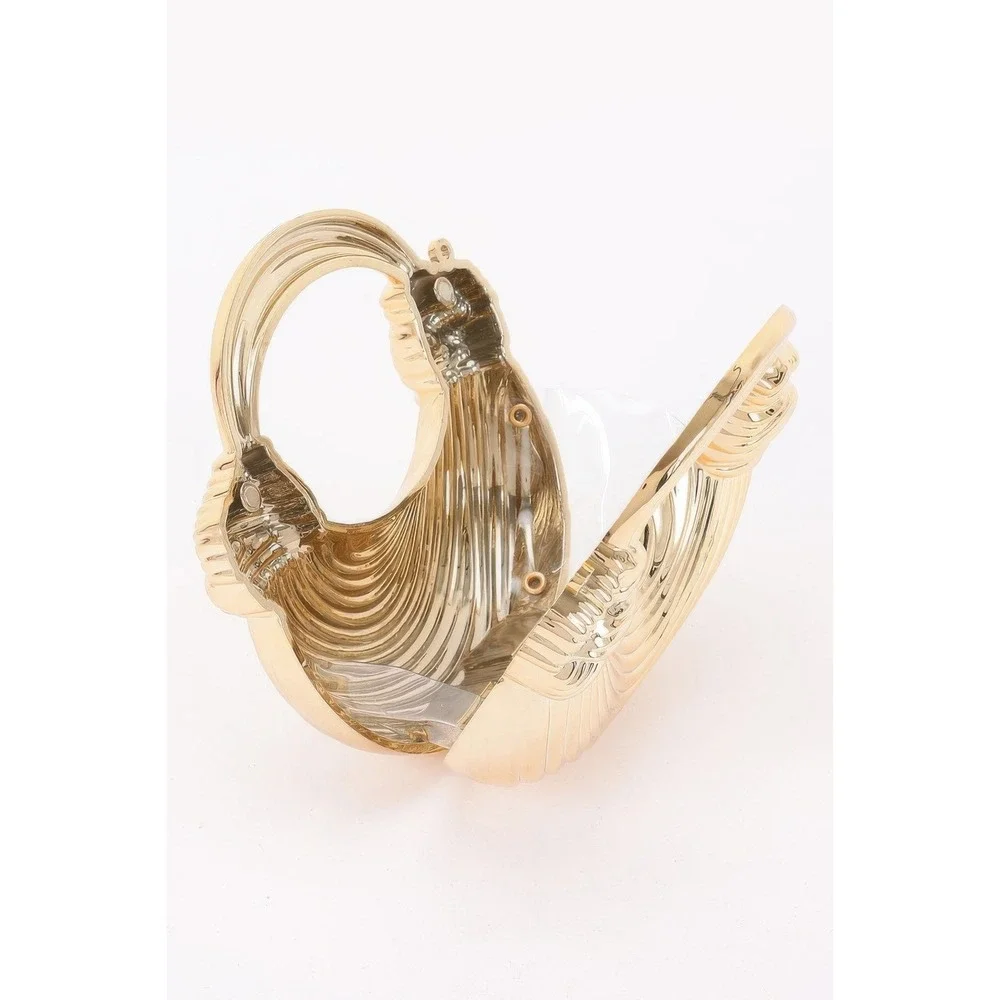 Hard Shell Mini Clutch Women Gold Ribbed Metallic Evening